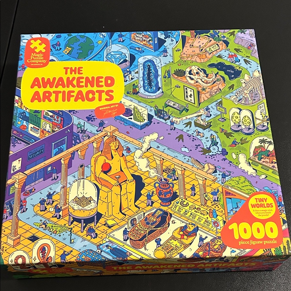 2 puzzles -Awakened Artifacts 1000-Piece Puzzle and quokka seek and see puzzle